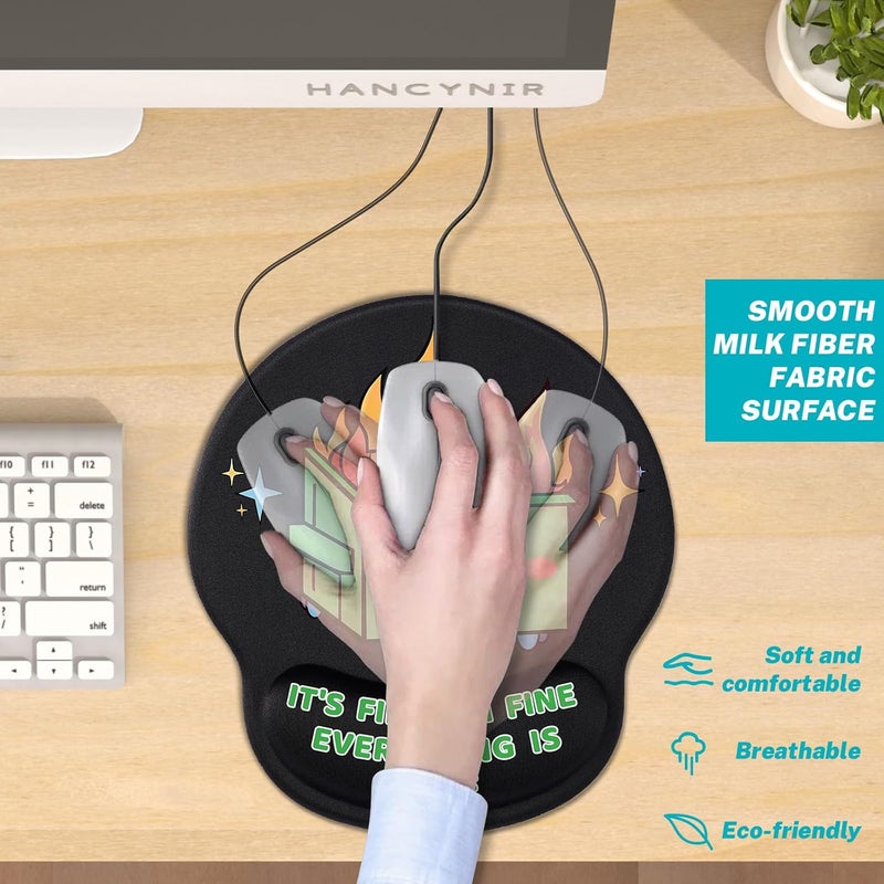 Hancynir Funny Ergonomic Mouse Pad with Wrist Support, Dumpster on Fire Cute Mouse Pads Wrist Rest for Desk, Computer Mousepad for Gaming Laptop Work Accessories Home Office Supplies Decor - Image 5
